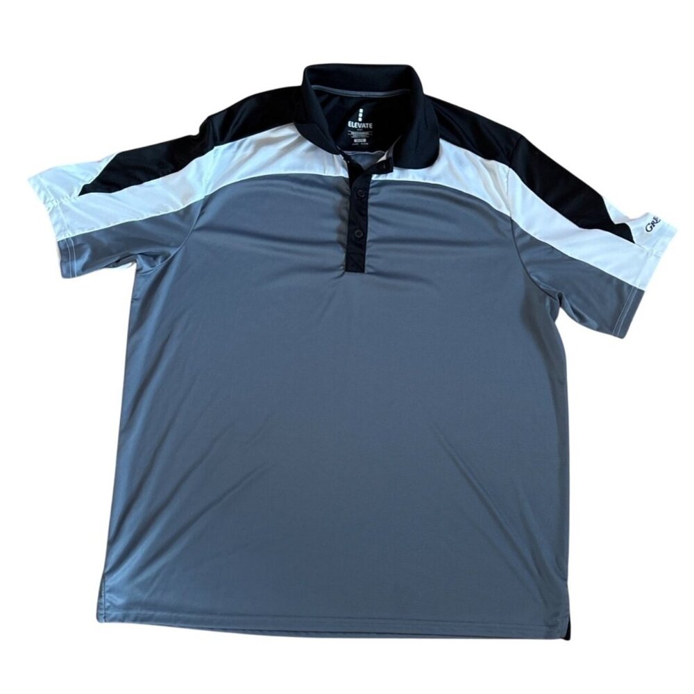 Elevate Polo Shirt Sport Mens XL Performance Gray Black White Polyester Golf Top